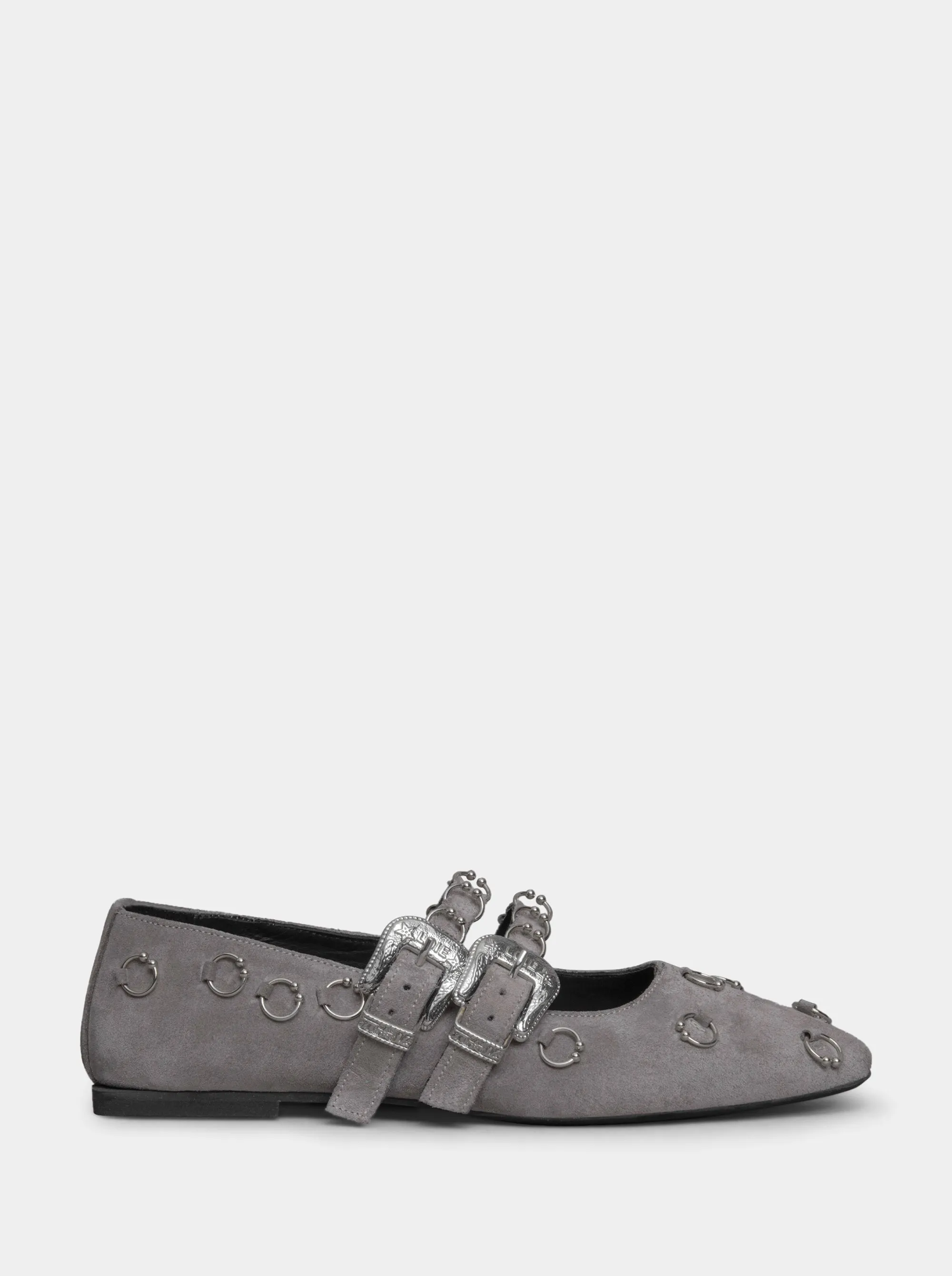 TOUCH GRAY SUEDE BALLET FLATS