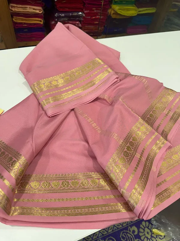 Traditional Mysoore Silk Saree with Flower Border