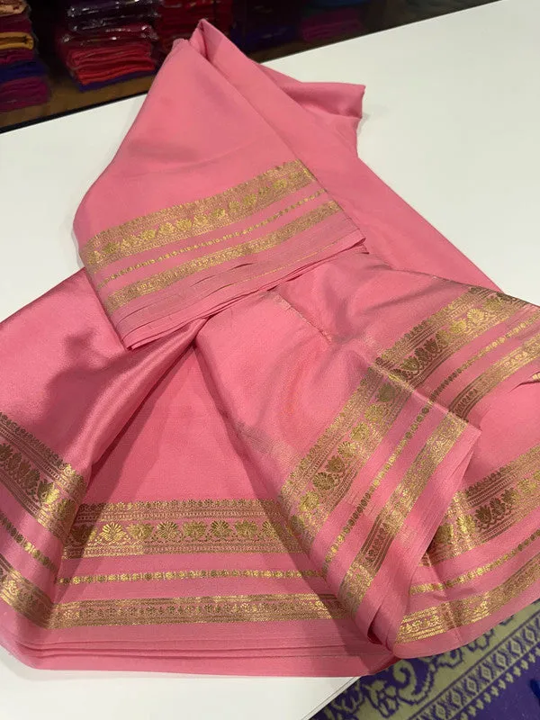 Traditional Mysoore Silk Saree with Flower Border