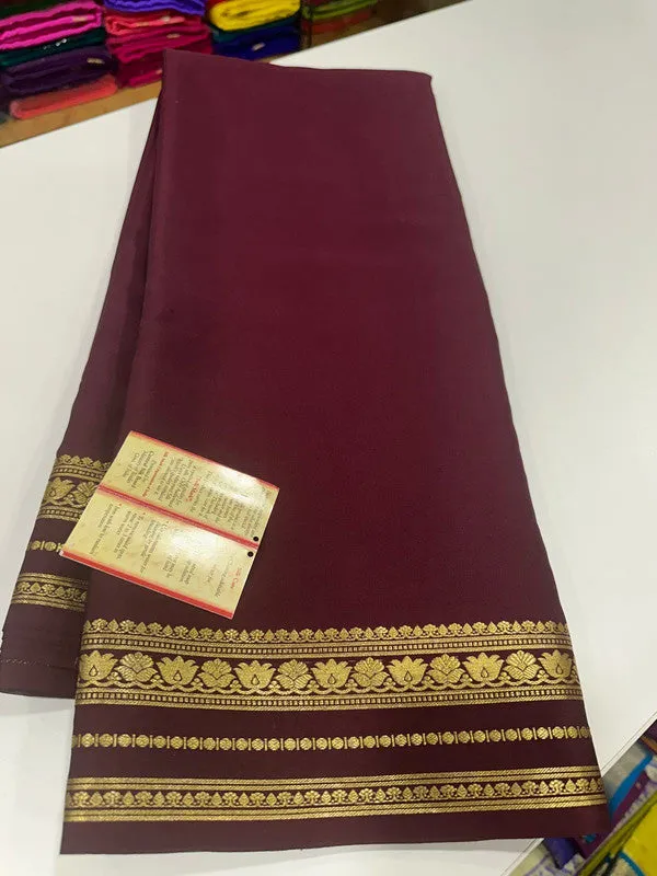 Traditional Mysoore Silk Saree with Flower Border