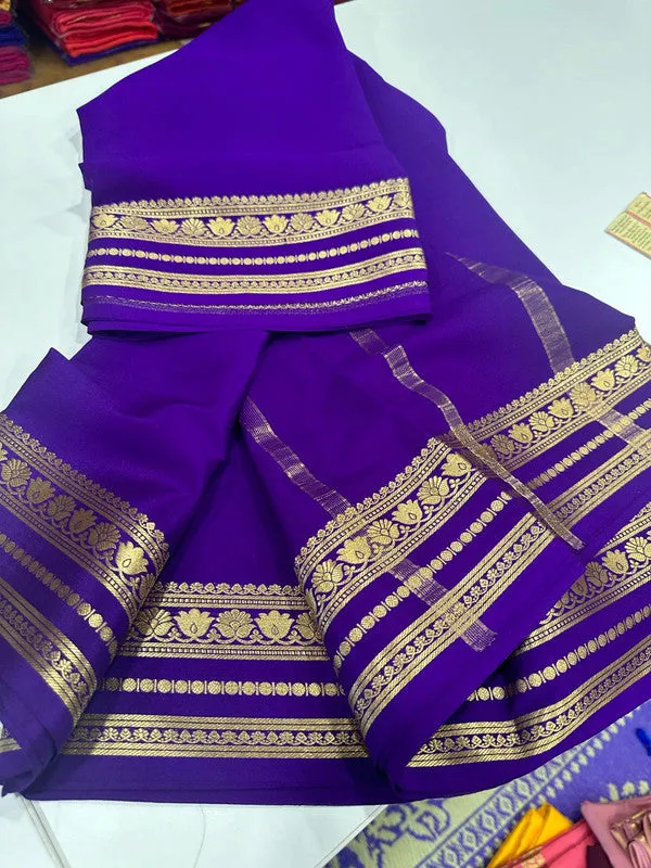 Traditional Mysoore Silk Saree with Flower Border