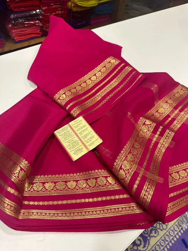Traditional Mysoore Silk Saree with Flower Border