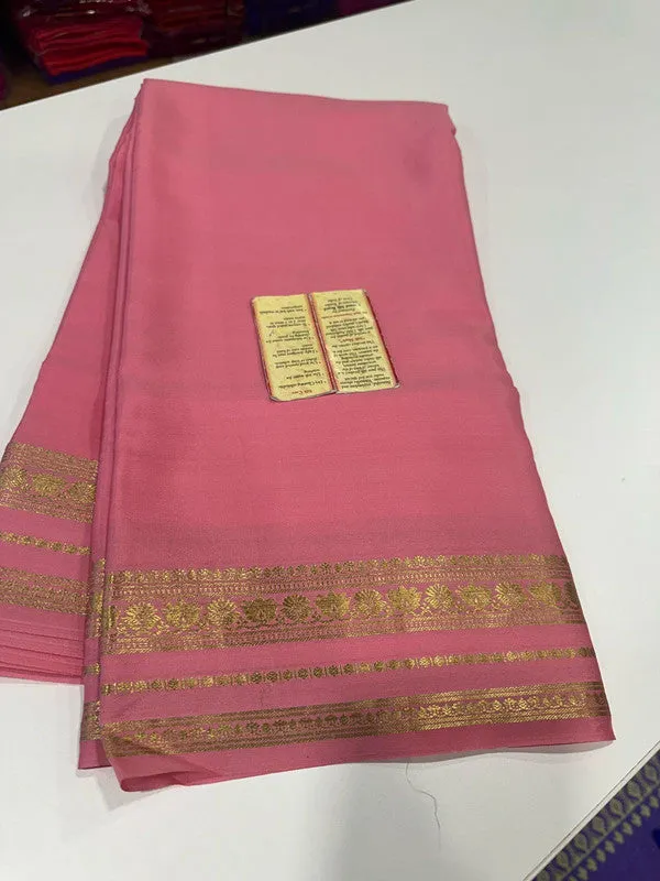 Traditional Mysoore Silk Saree with Flower Border