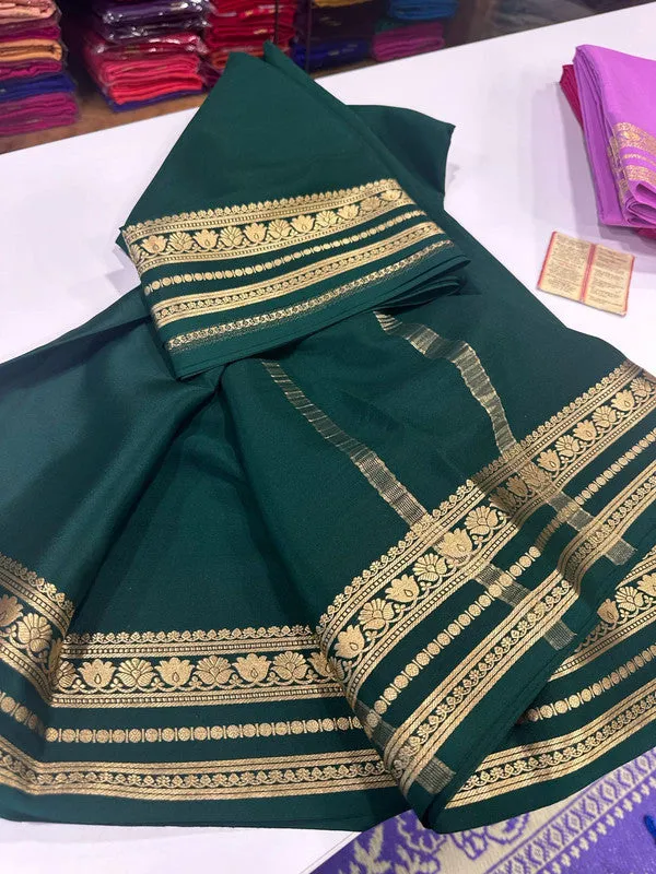 Traditional Mysoore Silk Saree with Flower Border
