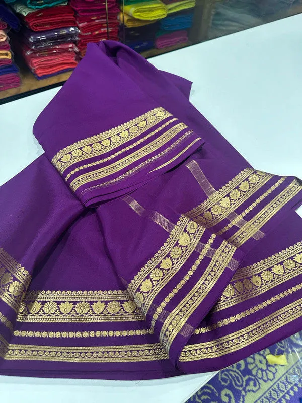 Traditional Mysoore Silk Saree with Flower Border
