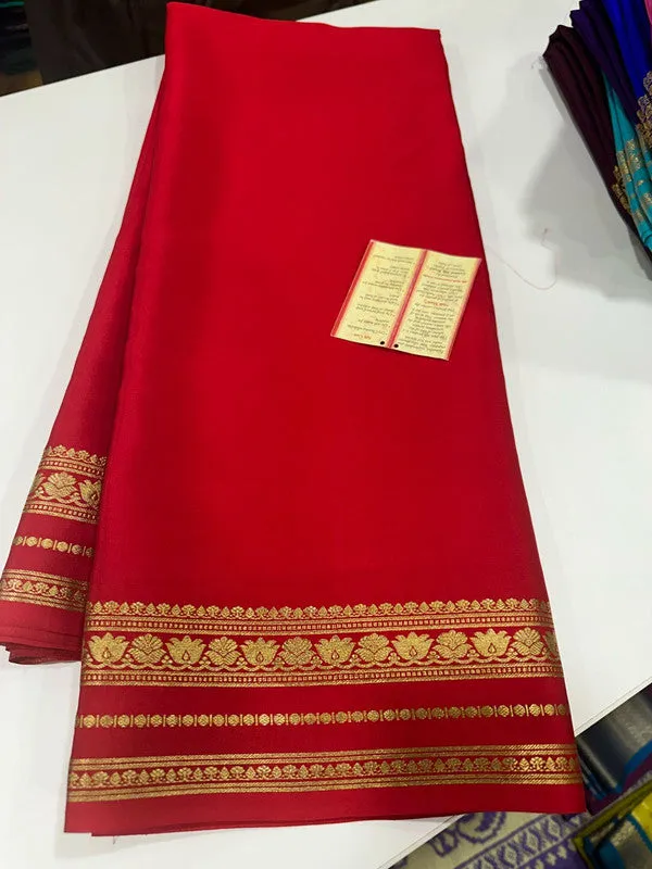 Traditional Mysoore Silk Saree with Flower Border