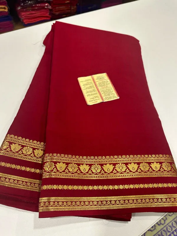 Traditional Mysoore Silk Saree with Flower Border
