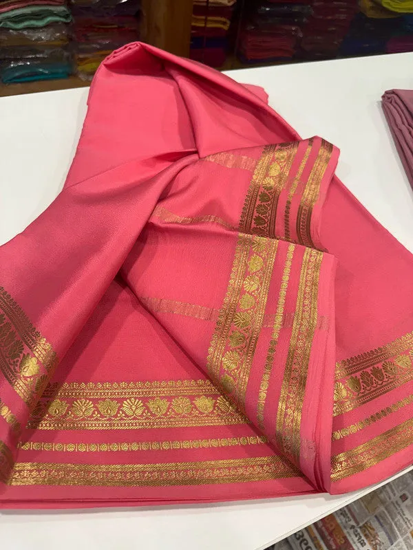 Traditional Mysoore Silk Saree with Flower Border