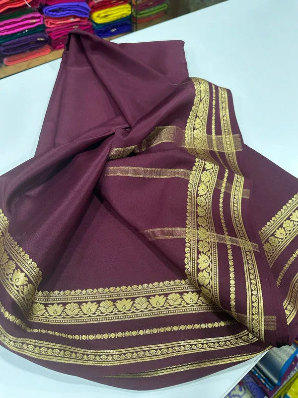 Traditional Mysoore Silk Saree with Flower Border