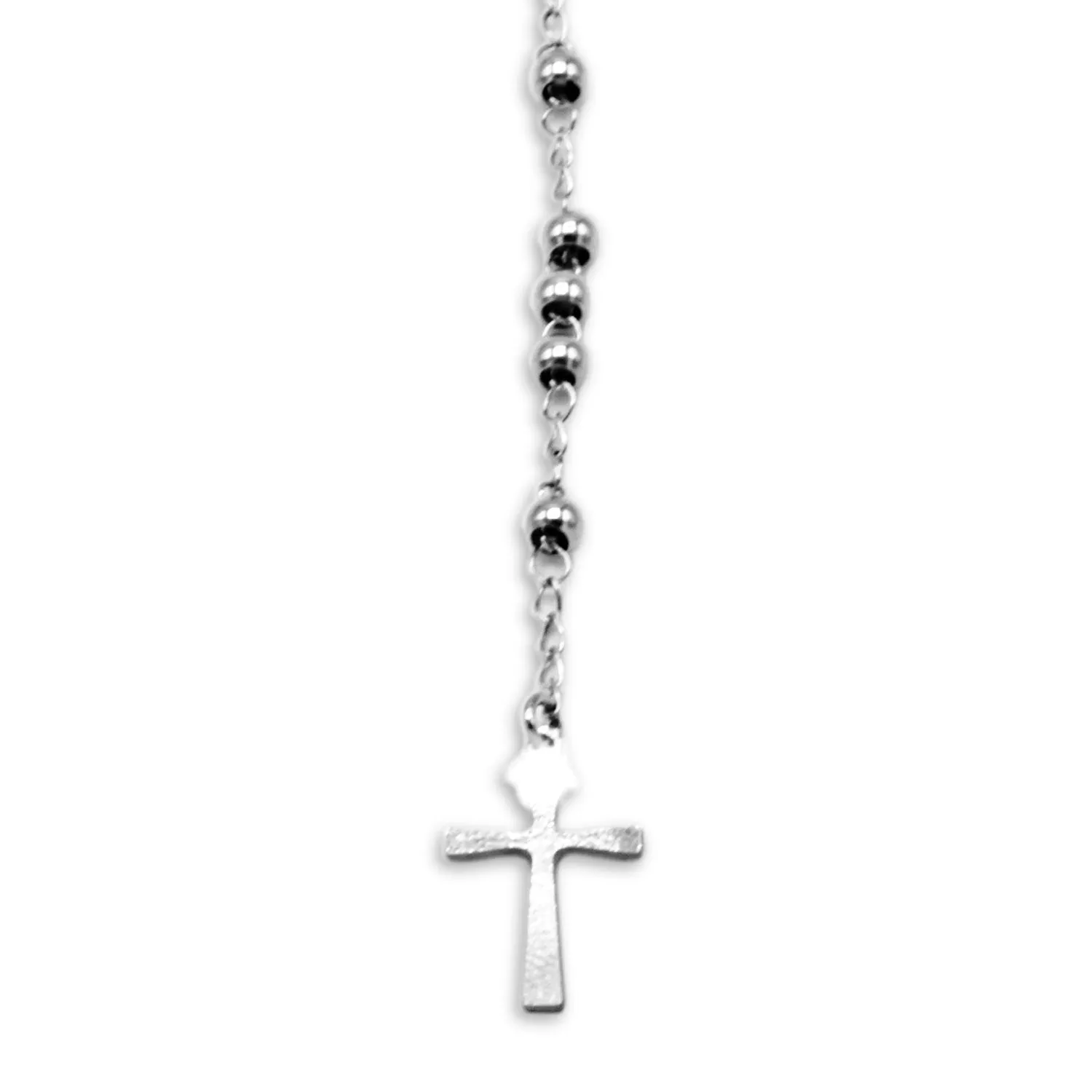 Traditional Silver Rosary Necklace Five Decade Catholic Prayer Beads  3mm