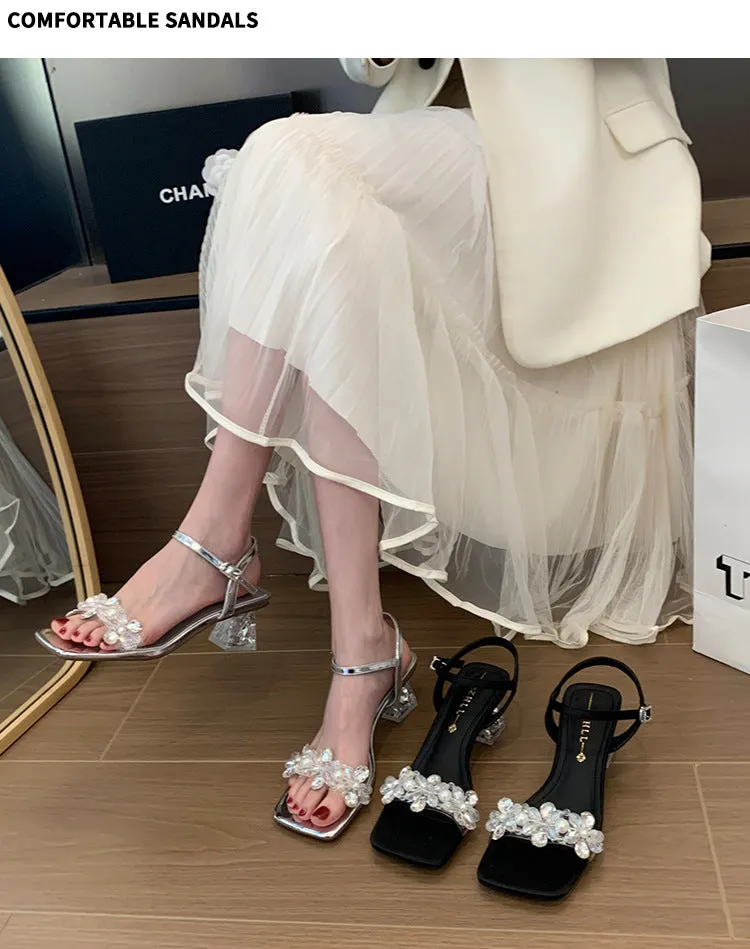Transparent Sandals, High Heels, Crystal Slippers for Women