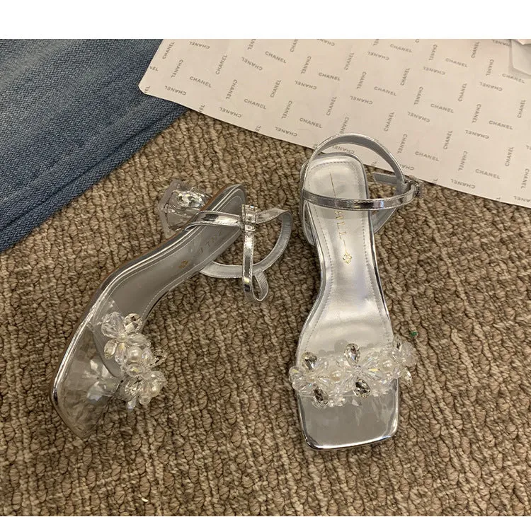 Transparent Sandals, High Heels, Crystal Slippers for Women