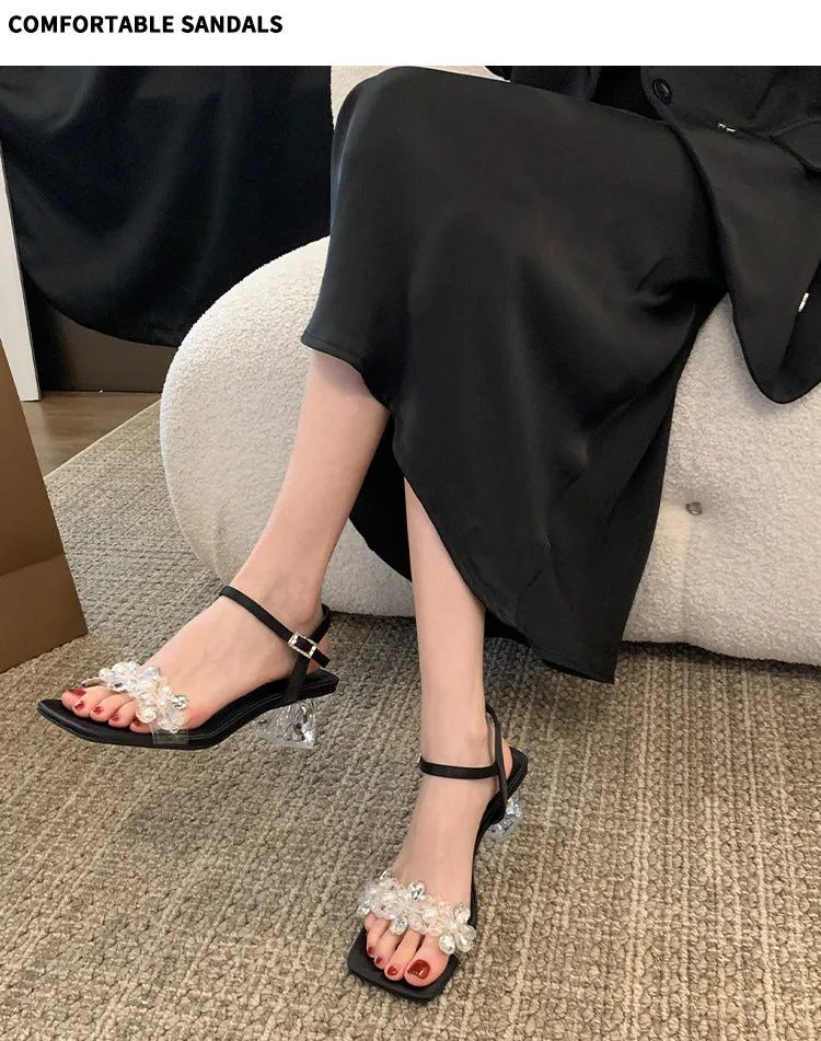 Transparent Sandals, High Heels, Crystal Slippers for Women