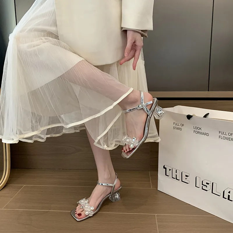 Transparent Sandals, High Heels, Crystal Slippers for Women