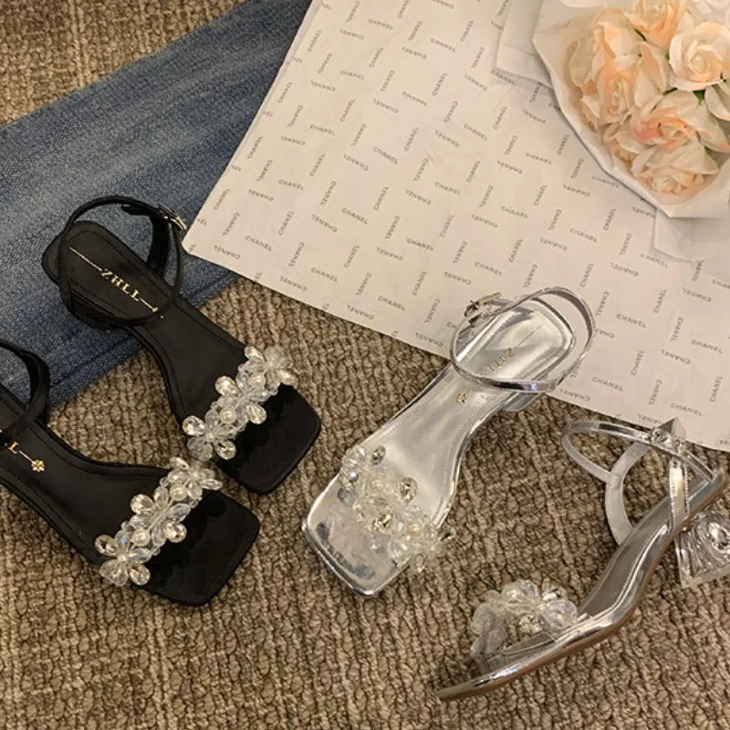 Transparent Sandals, High Heels, Crystal Slippers for Women