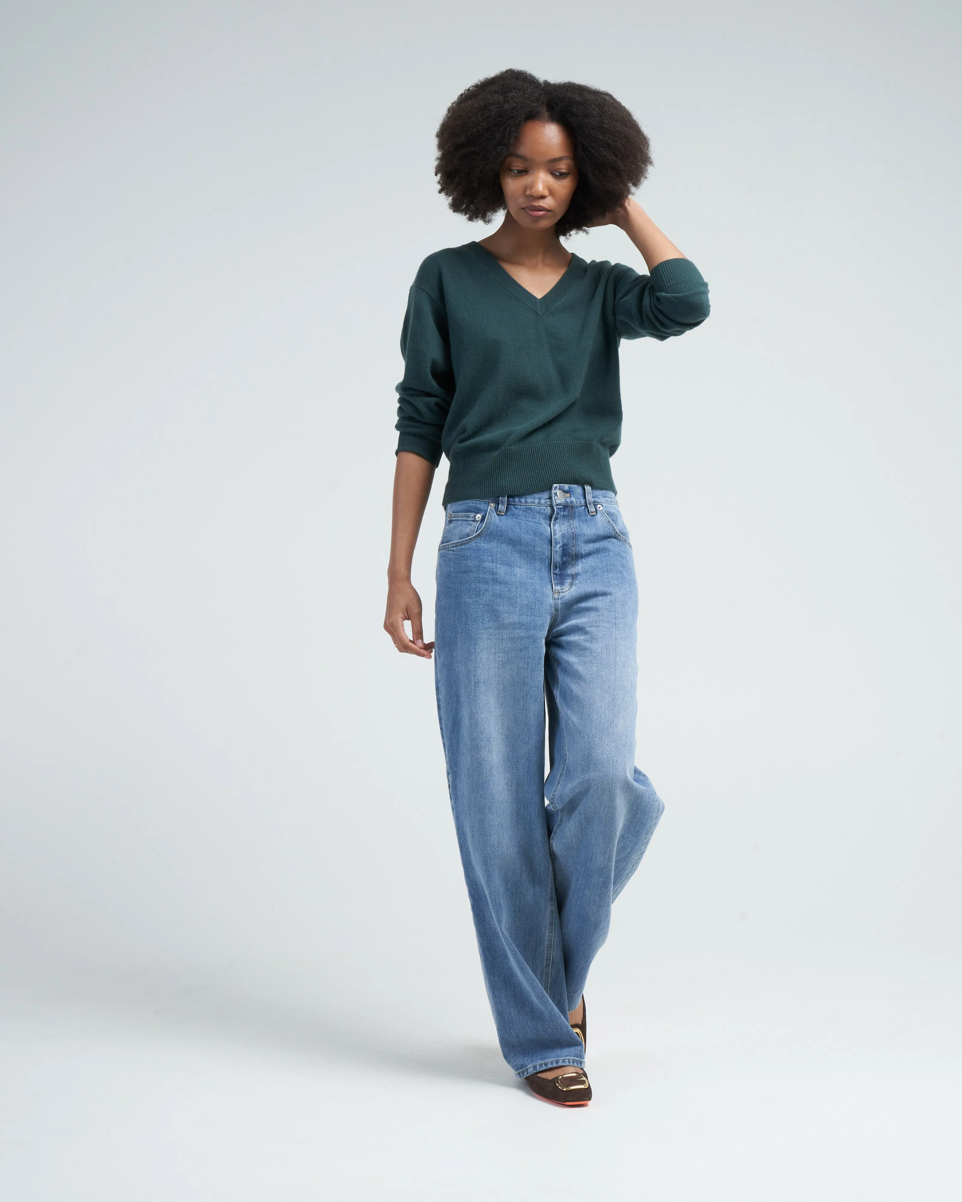 v-neck sweater - petrol