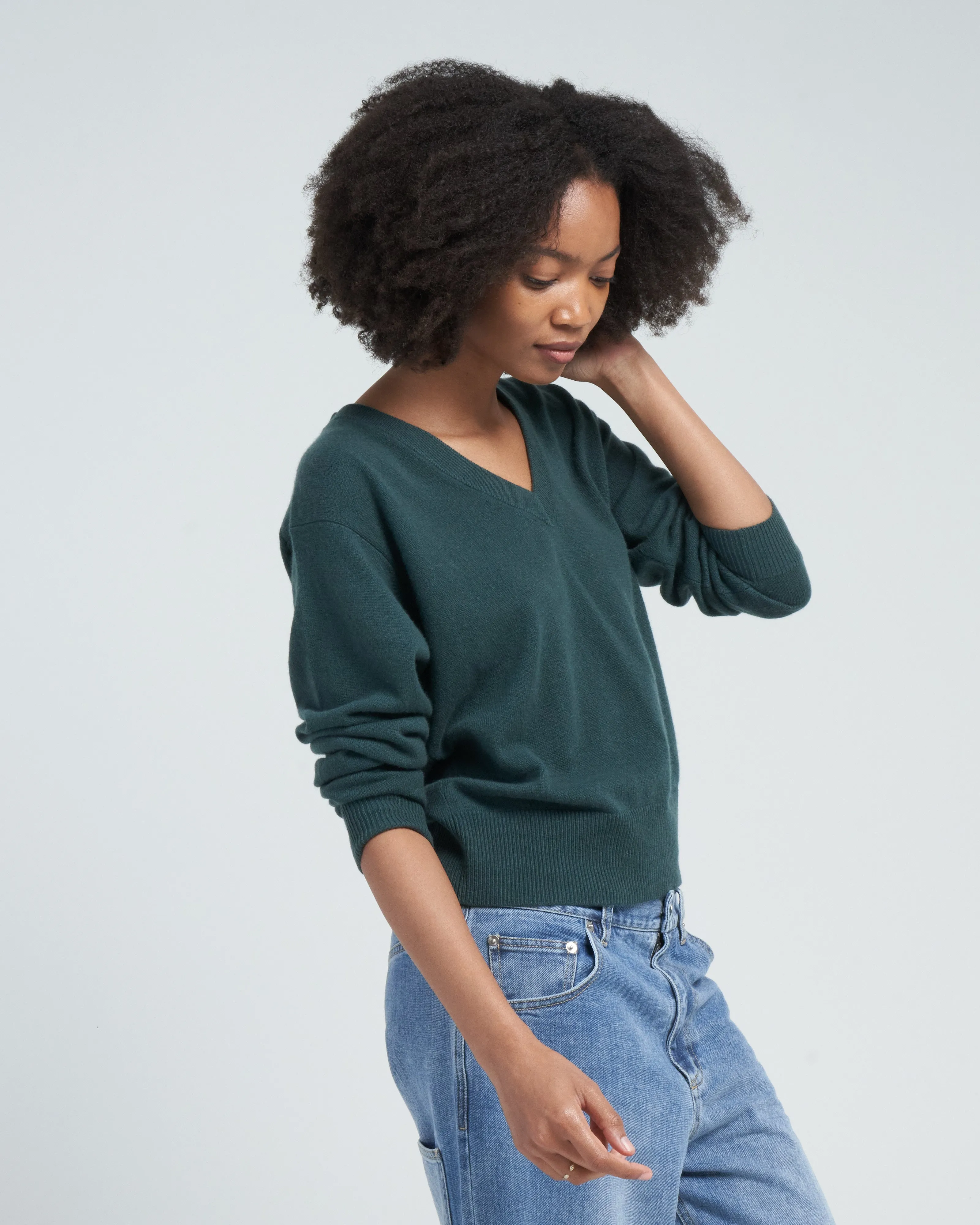 v-neck sweater - petrol