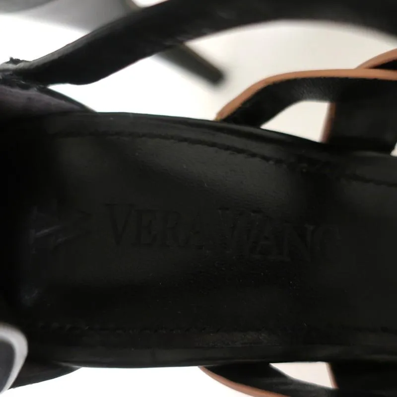 Vera Wang Sandals Hinda Black/Tan Colorblock Leather Size 9.5 Open Toe Heel