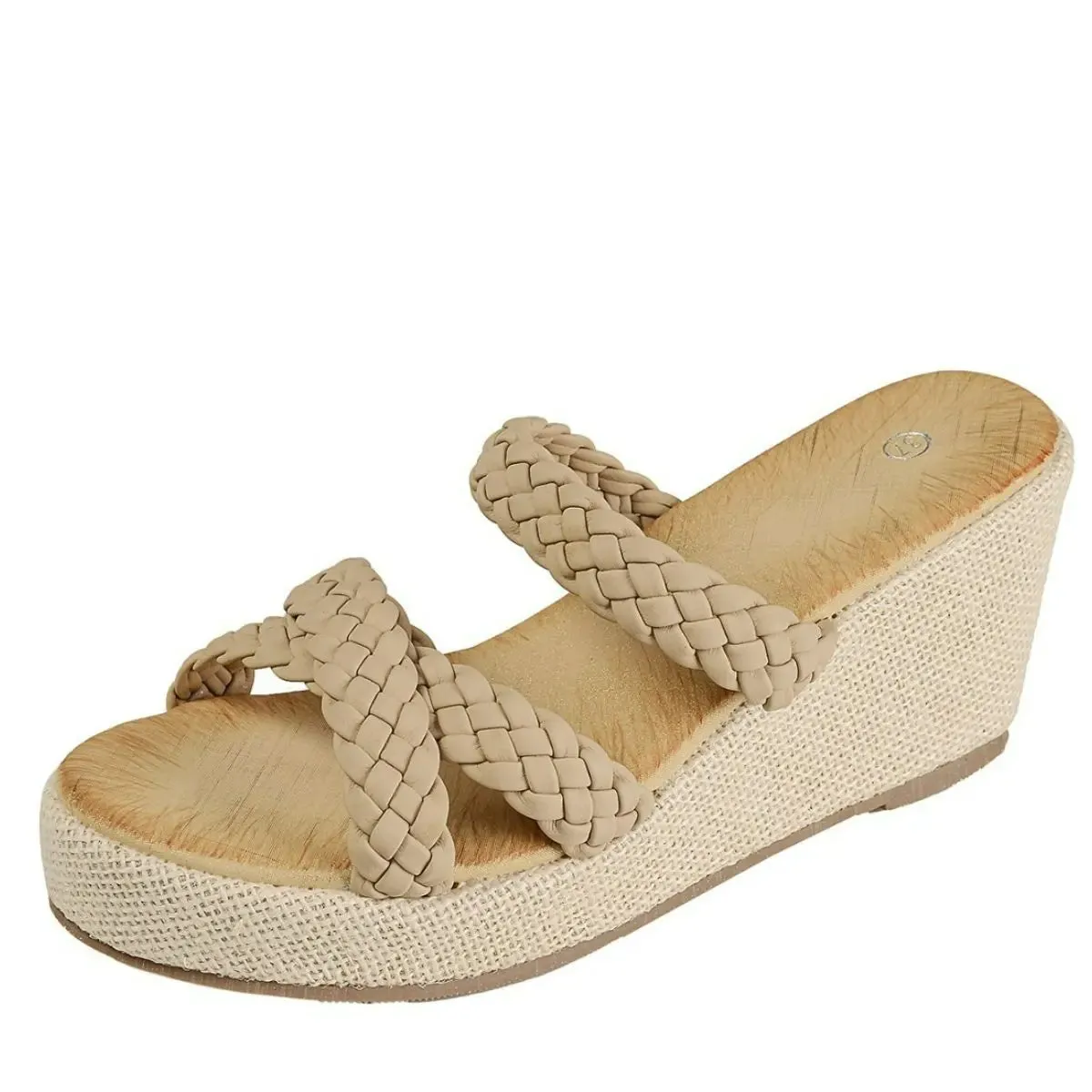 'Vespera' Cross Strap Straw Wedges