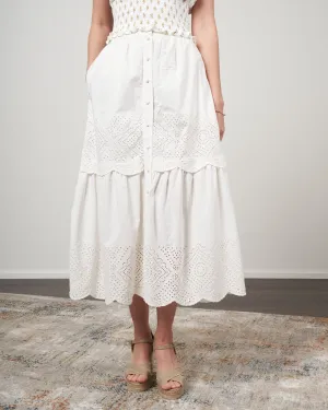 vienne eyelet tiered skirt - white