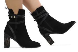 Virginia Black Strappy Ankle Boot.