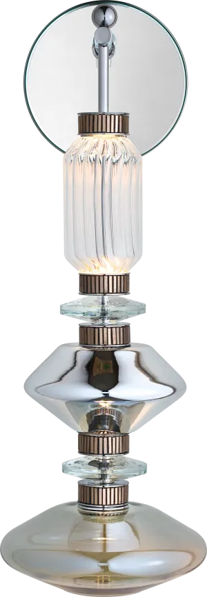 Wall Lamp made with Glass alternate with Decorative Elements in Gold or Platinum Mosaic