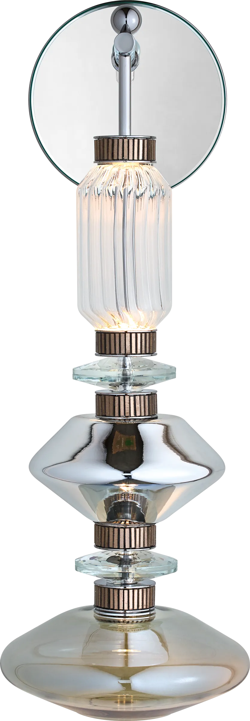 Wall Lamp made with Glass alternate with Decorative Elements in Gold or Platinum Mosaic