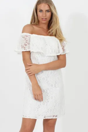White Lace Bardot Dress - Magdalena