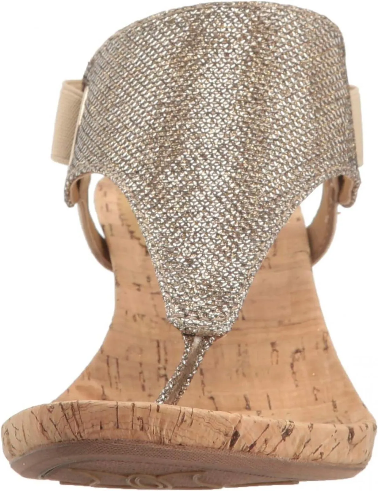White Mountain All Good Women's Cork Wedge Sandal Light Gold / Glitter 7.5M
