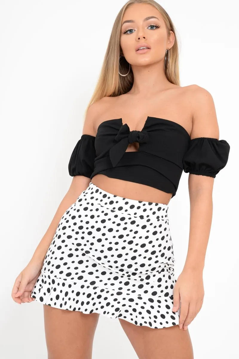 White Polka Dot Frill Skirt - Colbie
