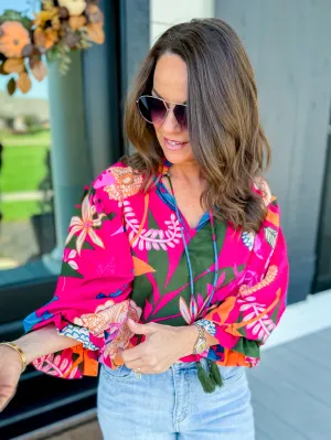 Wild Blooming Top in Hot Pink