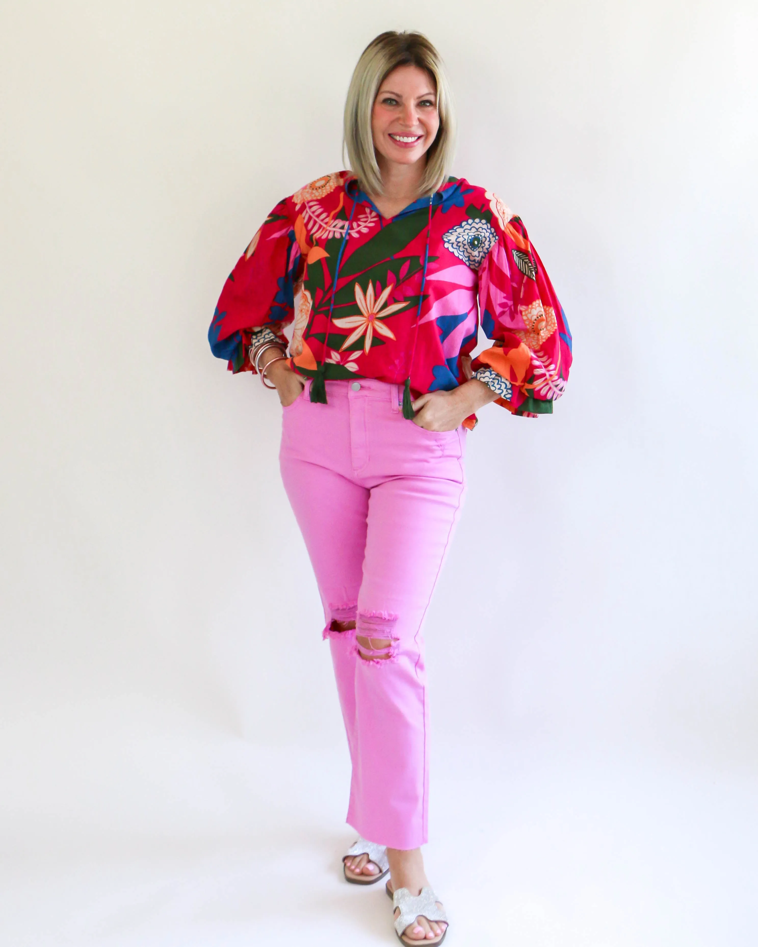 Wild Blooming Top in Hot Pink