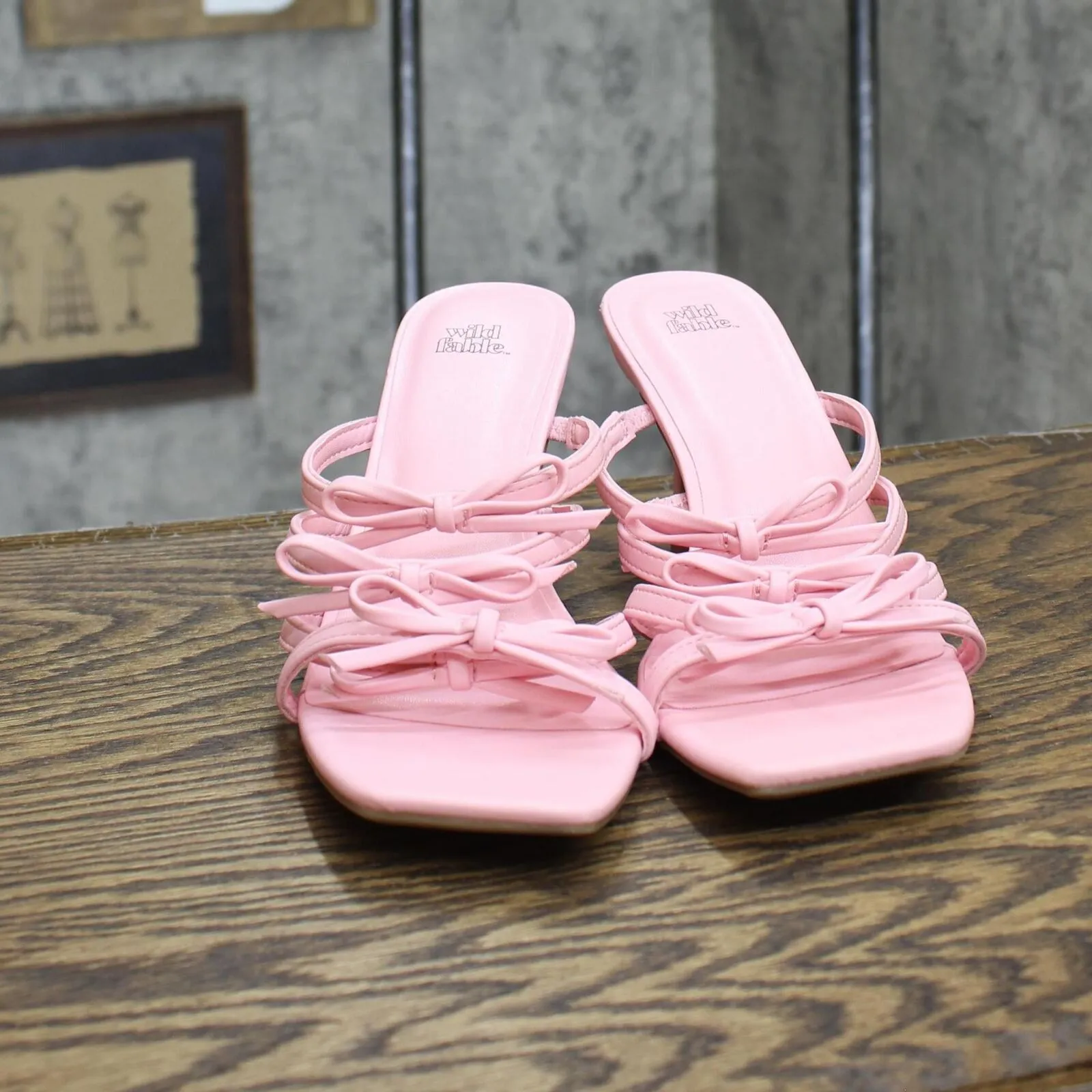 Wild Fable Womens Short Heels Ribbon Strappy Shoes 166cc20d383ed9 Pink 8.5M