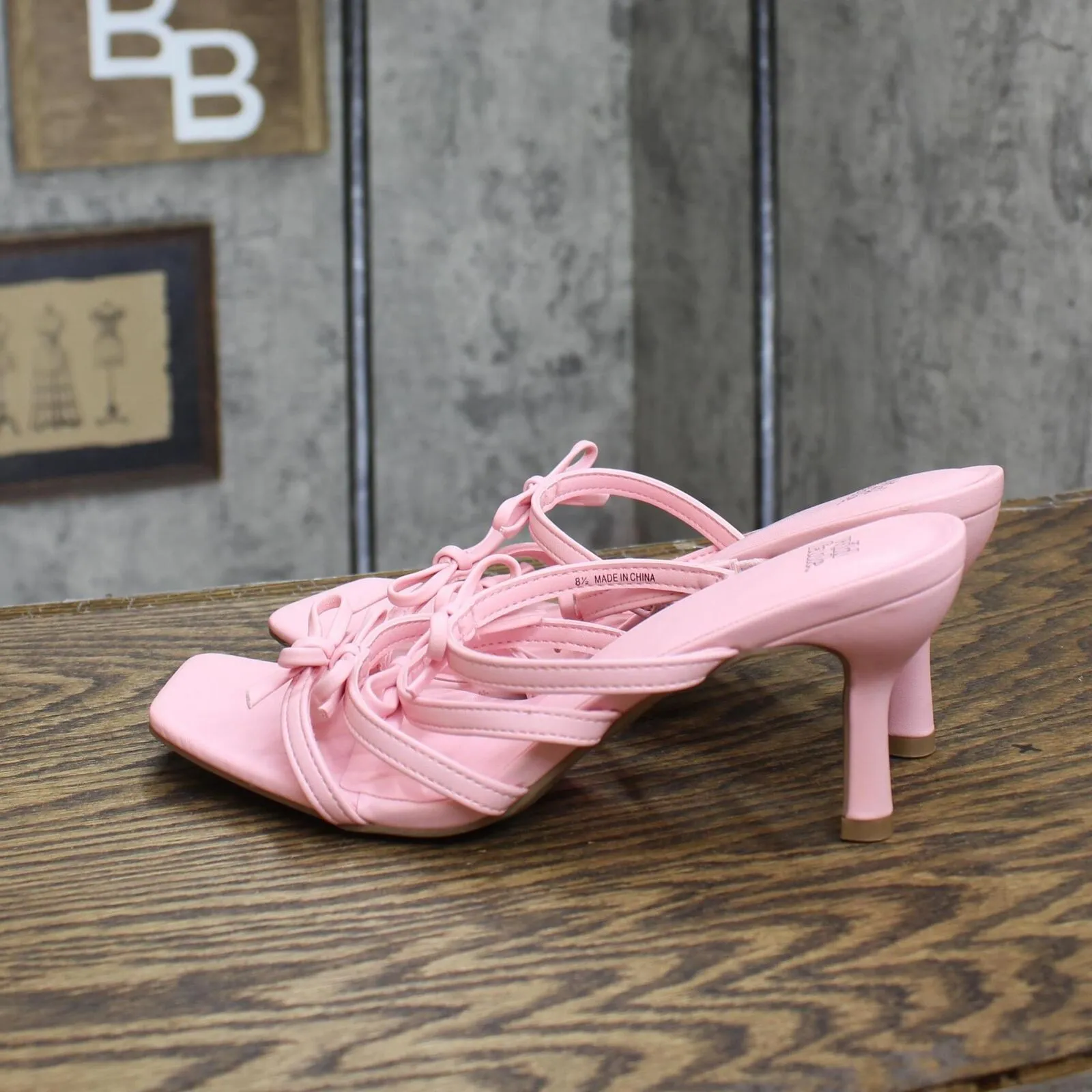 Wild Fable Womens Short Heels Ribbon Strappy Shoes 166cc20d383ed9 Pink 8.5M