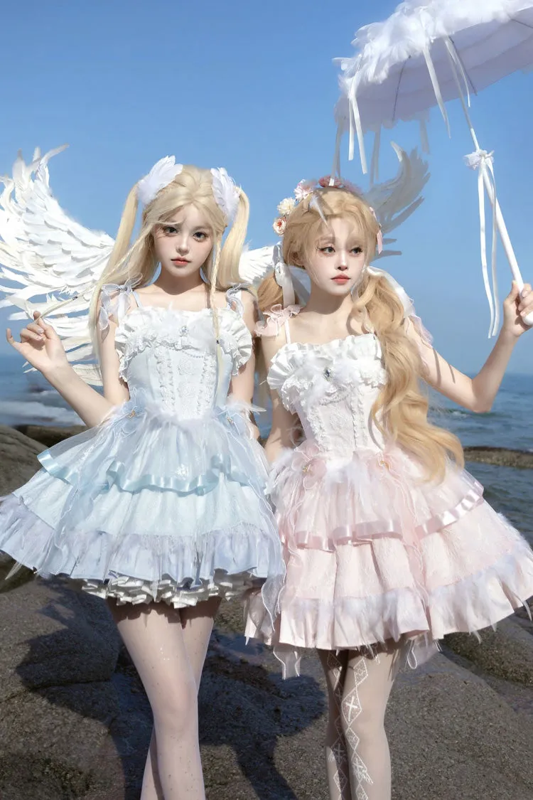 Wings Arrival Multi-layer Ruffle Bowknot Ballet Style Sweet Elegant Lolita Jsk Dress 3 Colors