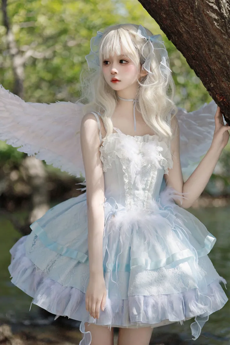 Wings Arrival Multi-layer Ruffle Bowknot Ballet Style Sweet Elegant Lolita Jsk Dress 3 Colors