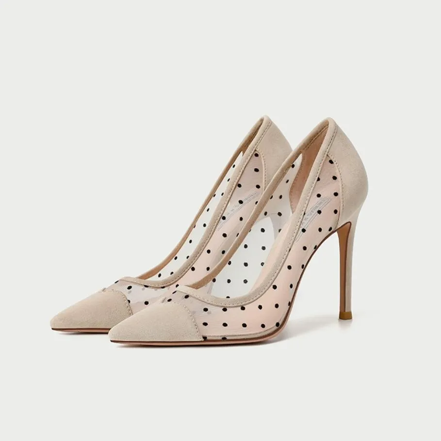 Women's Petite Size Lace Mesh Suede Heels(3/6/8/10cm heel) GS392