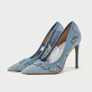 Women's Small Feet Lace Mesh Dress Heels MS176