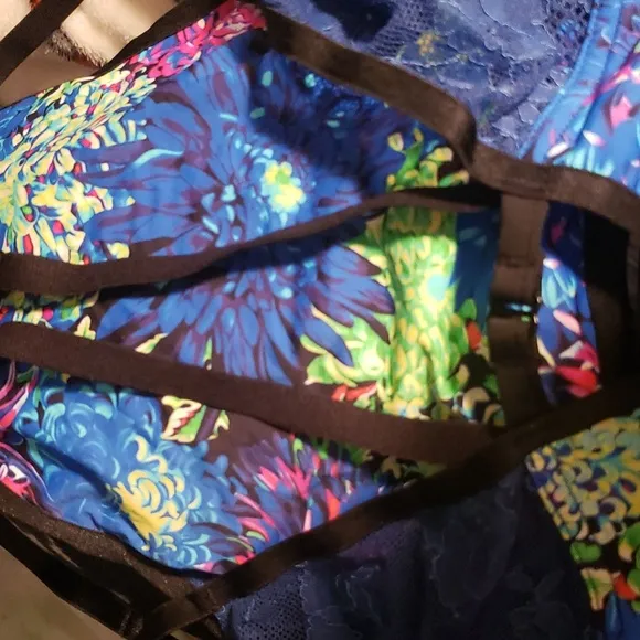 XS Size Victoria's Secret x Mary Katrantzou teddy lingerie blue floral sexy!