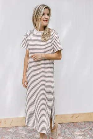 XZ Mocha White Striped Runaround Dress