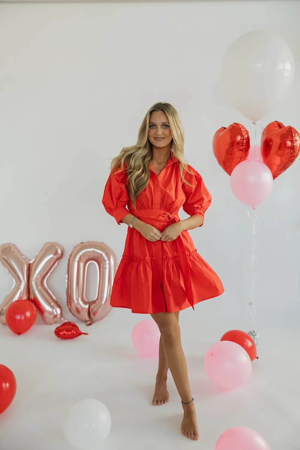 Yara Red Poplin Dress
