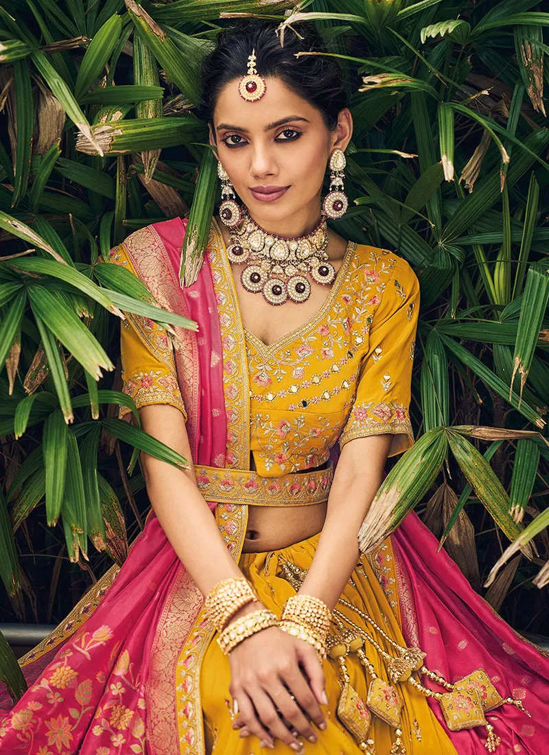Yellow Multi Embroidery Festive Lehenga Choli