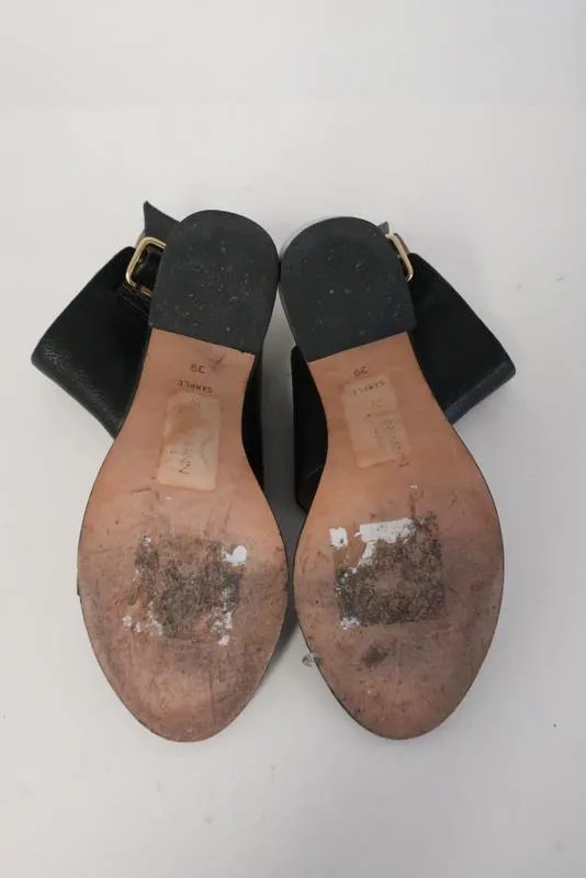 Zimmermann Sandals Hybrid Black Leather Size 39 Ankle Cuff Open Toe Heel